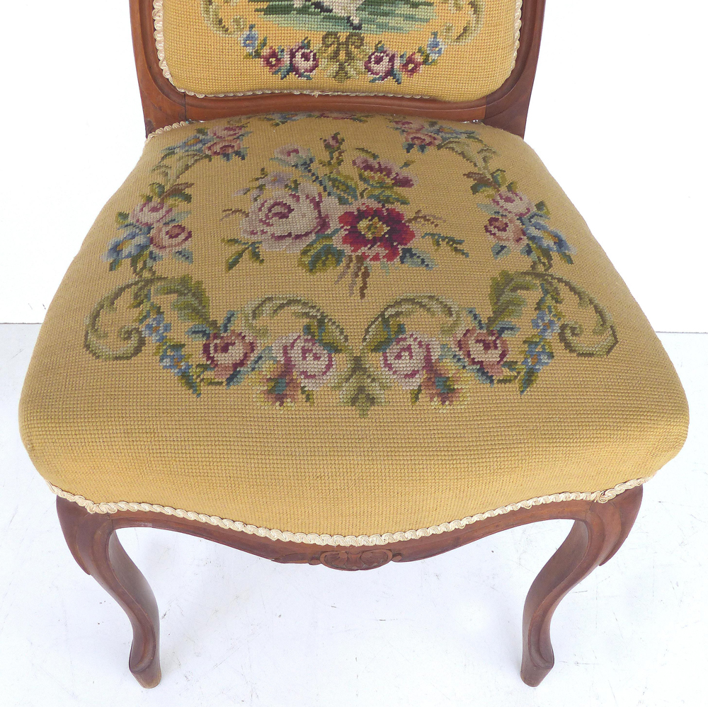 Vintage Chic Needlepoint Upholstered Side Chairs Modernism